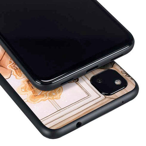 Cozy Autumn Library Witch with Cat and Coffee by Ivy Dolamore Google Pixel 4a Skin